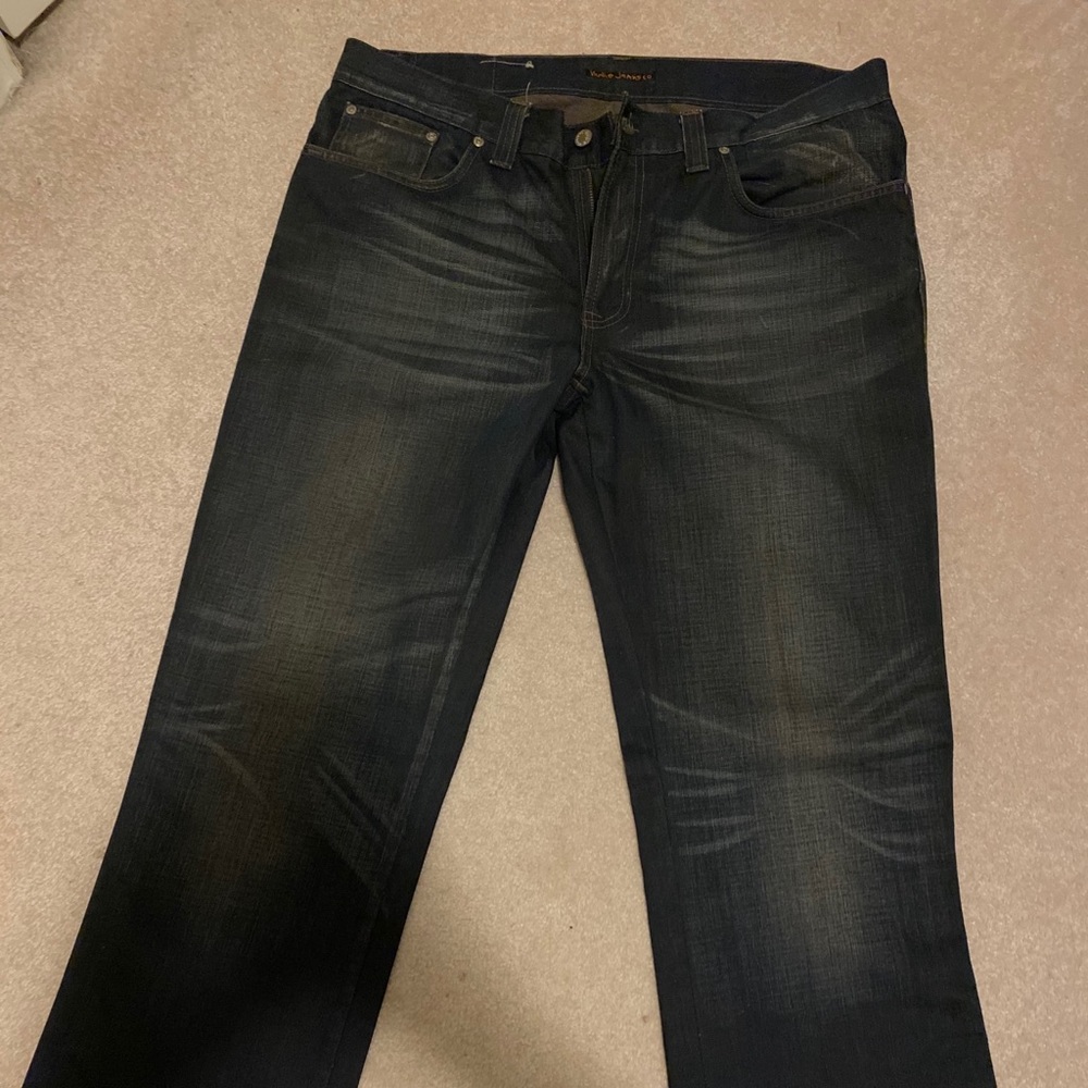 Nudie Jeans Slim Men's Dark Blue Faded Denim